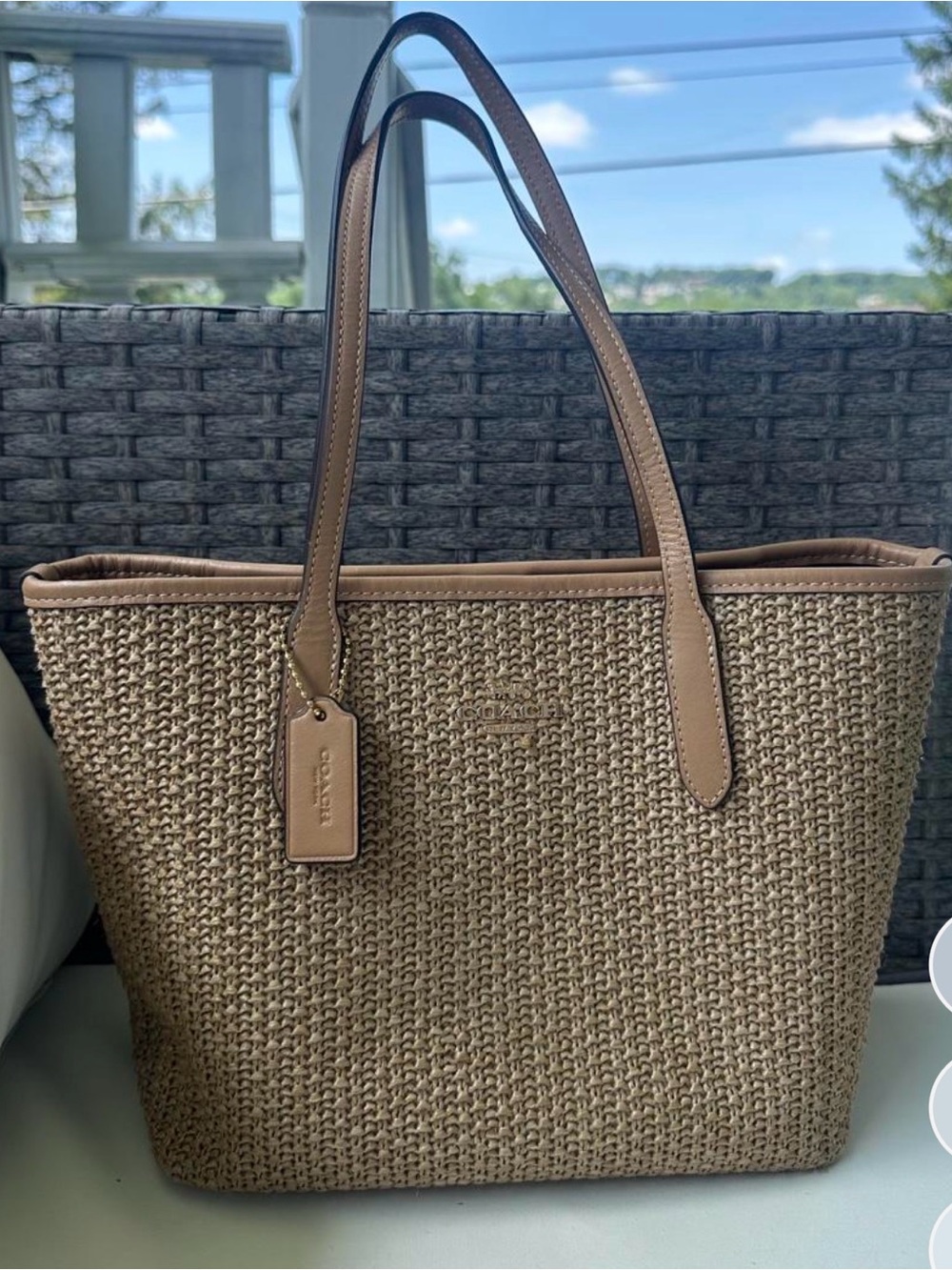 Coach Mini City Straw Tote Bag